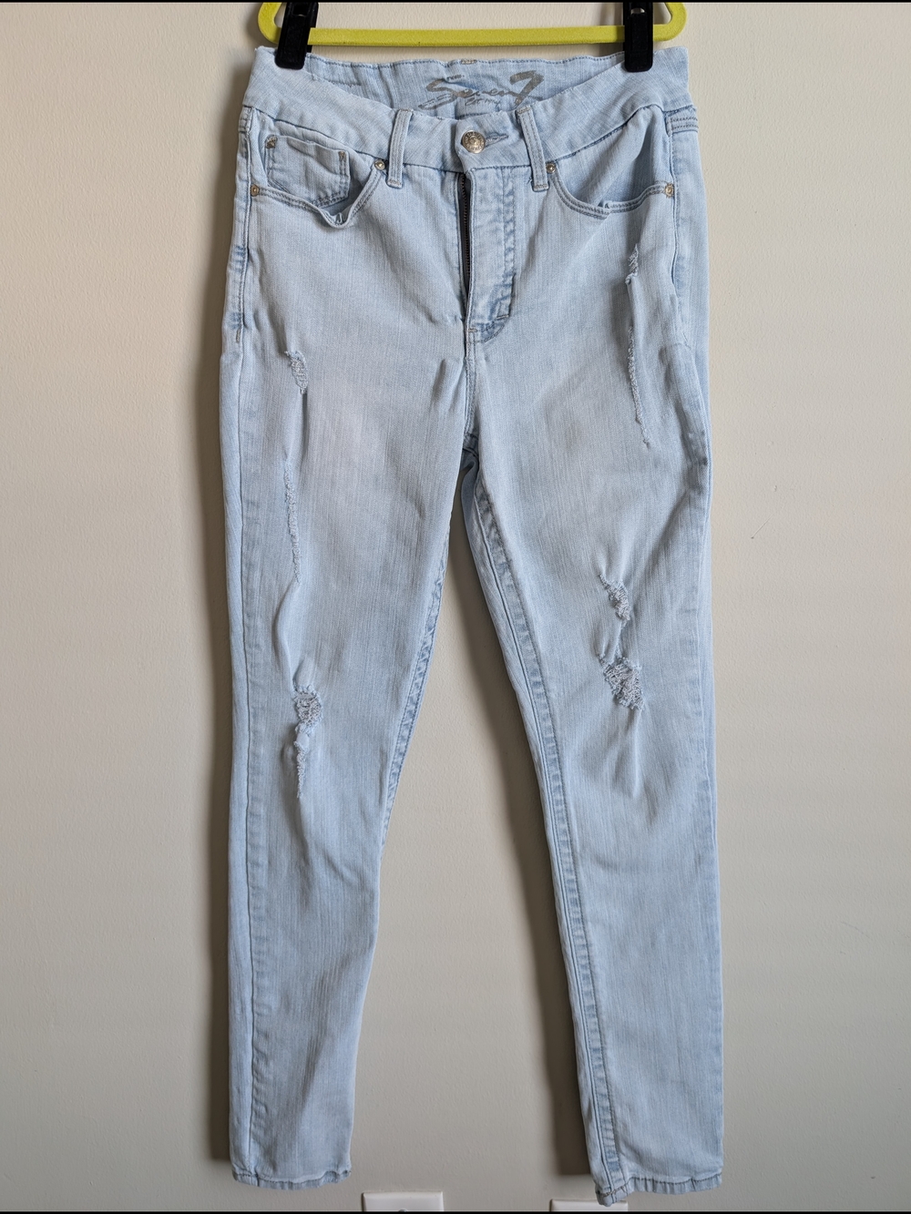 Seven7 Light Blue Distressed Skinny Jeans Size 10